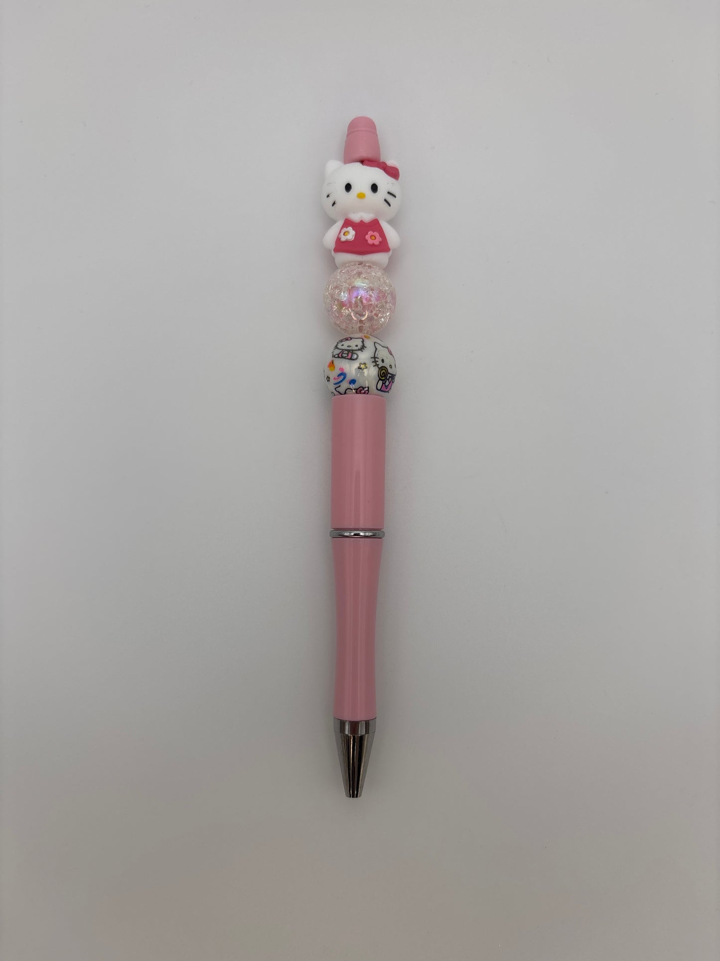 Hello Kitty Beaded Pen - Cute Pink Character Pen - Handmade Sparkle Stationery by Beads & Glimmer