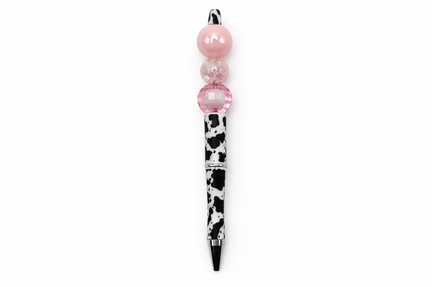 Sweet Sparkle Glam - Pink Cow Print Beaded Pen