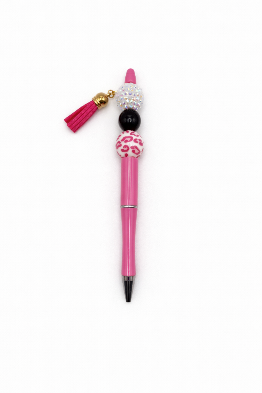 Leopard & Black Beaded Pen with Tassel