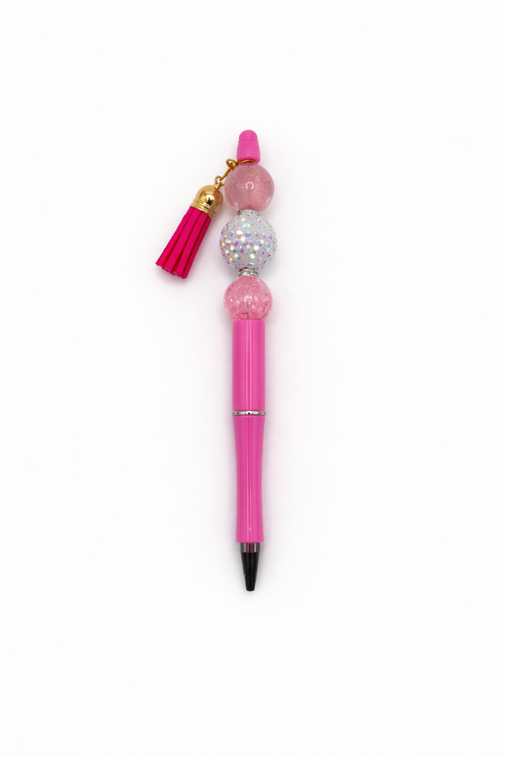 Pink Glitter & Iridescent Beads with Tassel