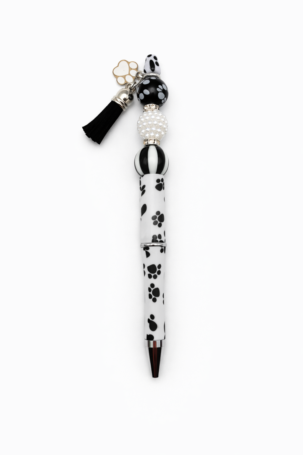 Paw Print Beaded Pen with Tassel & Charm