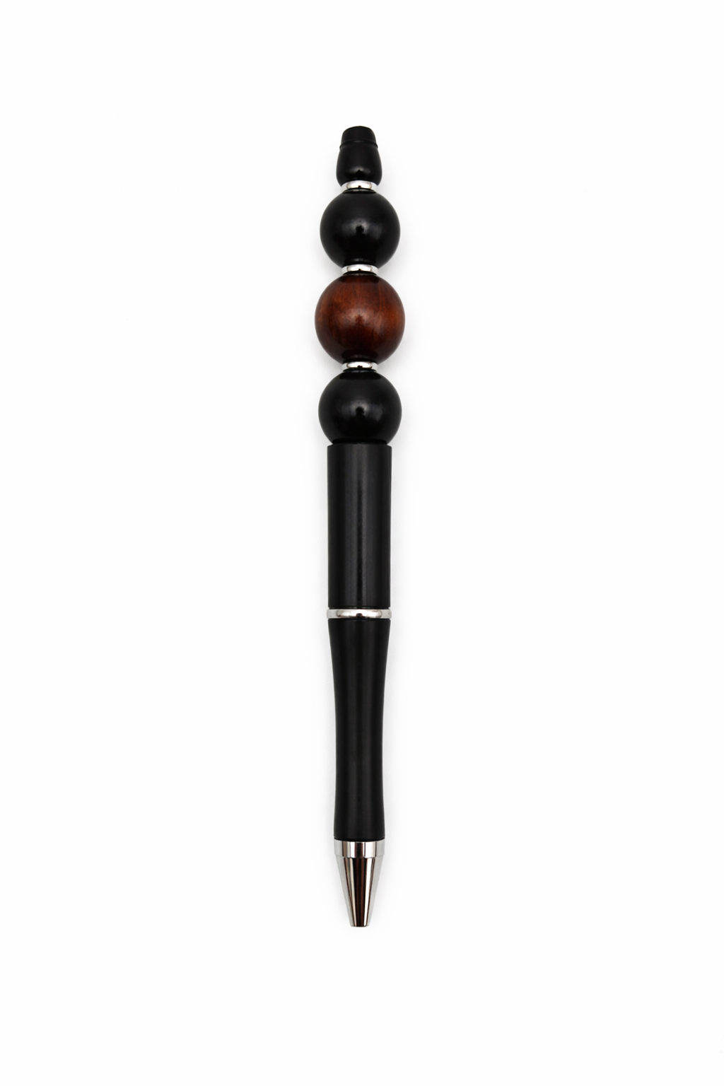 Black & Rich Wood Beaded Pen – Minimalist Men’s Desk Pen
