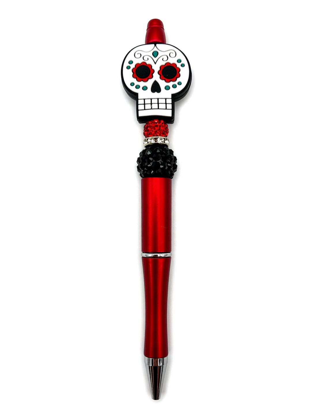 Skull Beaded Red Pen – Day of the Dead Skull Pen