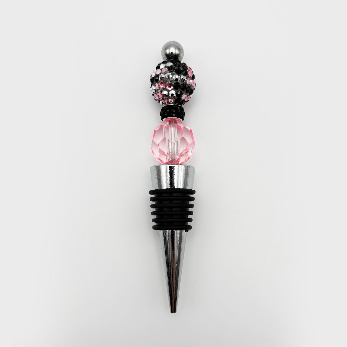 Pink & Black Sparkle Beaded Wine Stopper