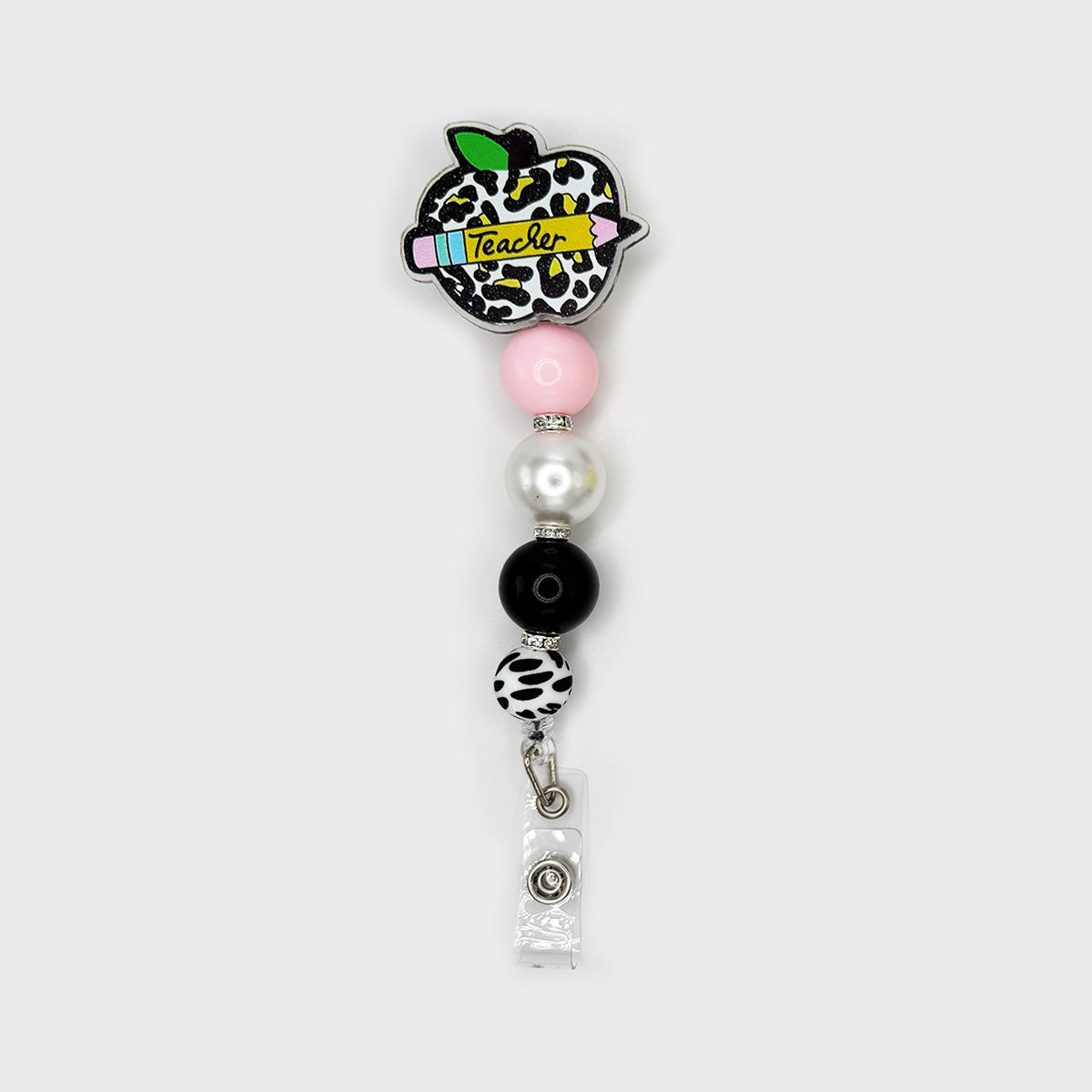 Leopard Apple Teacher Badge Reel