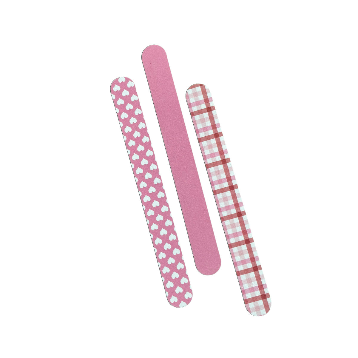 Nail File Boards Set in Hearts, Solid Pink & Plaid (Set of 3)