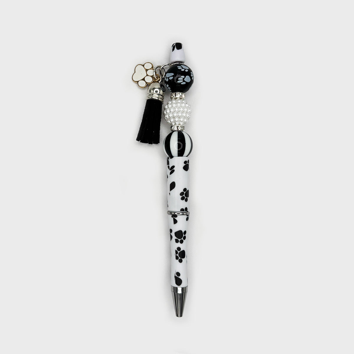 Paw Print Beaded Pen with Tassel & Charm