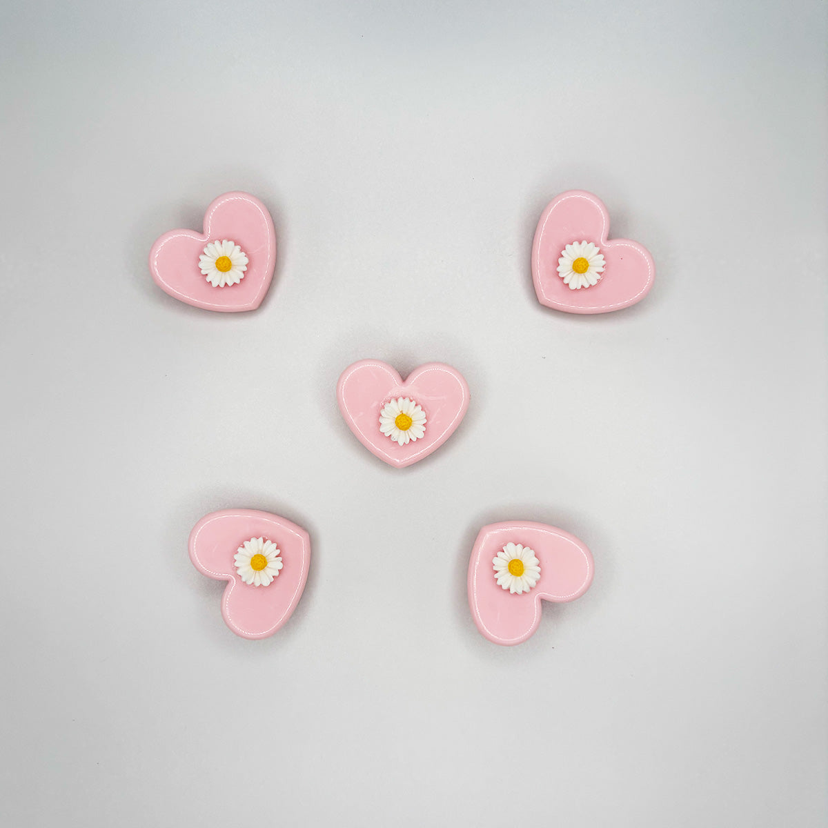 Mini Pink Heart Daisy Clips – Set of 5 Cute Floral Stationery Clips
