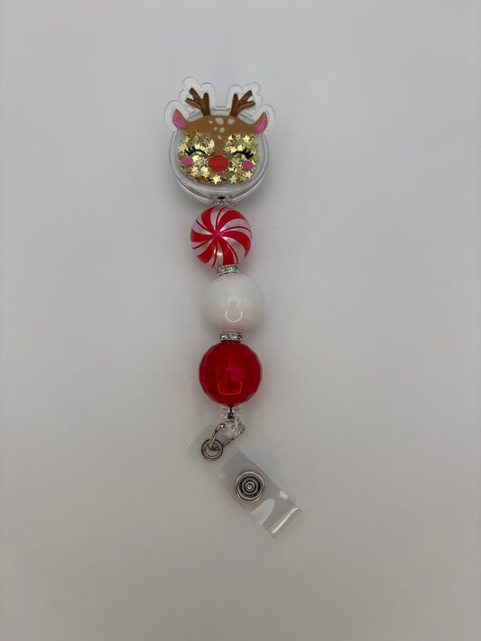 Rudolph Sparkly Plastic Shaker Badge Reel - Christmas ID Badge Holder – Beads & Glimmer