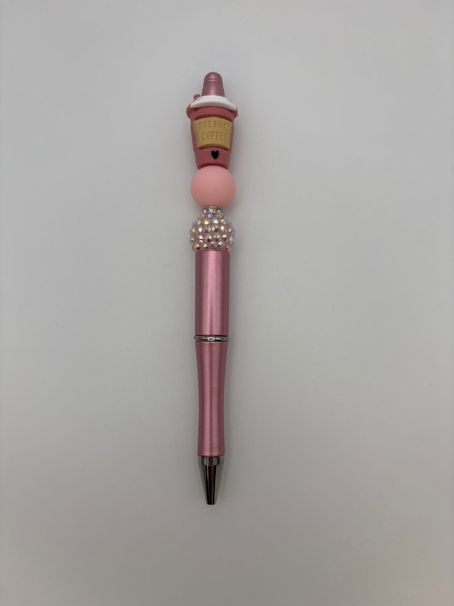 Coffee Cup Beaded Pen ☕ Pink Sparkle Pen for Coffee Lovers | Handmade Gift by Beads & Glimmer