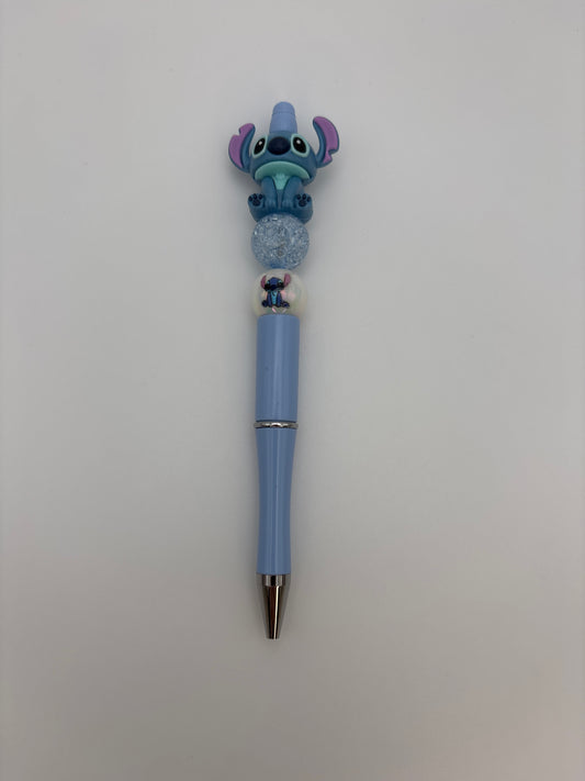 Blue Stitch Character Beaded Pen – Cute Sparkly Pen for Disney Fans