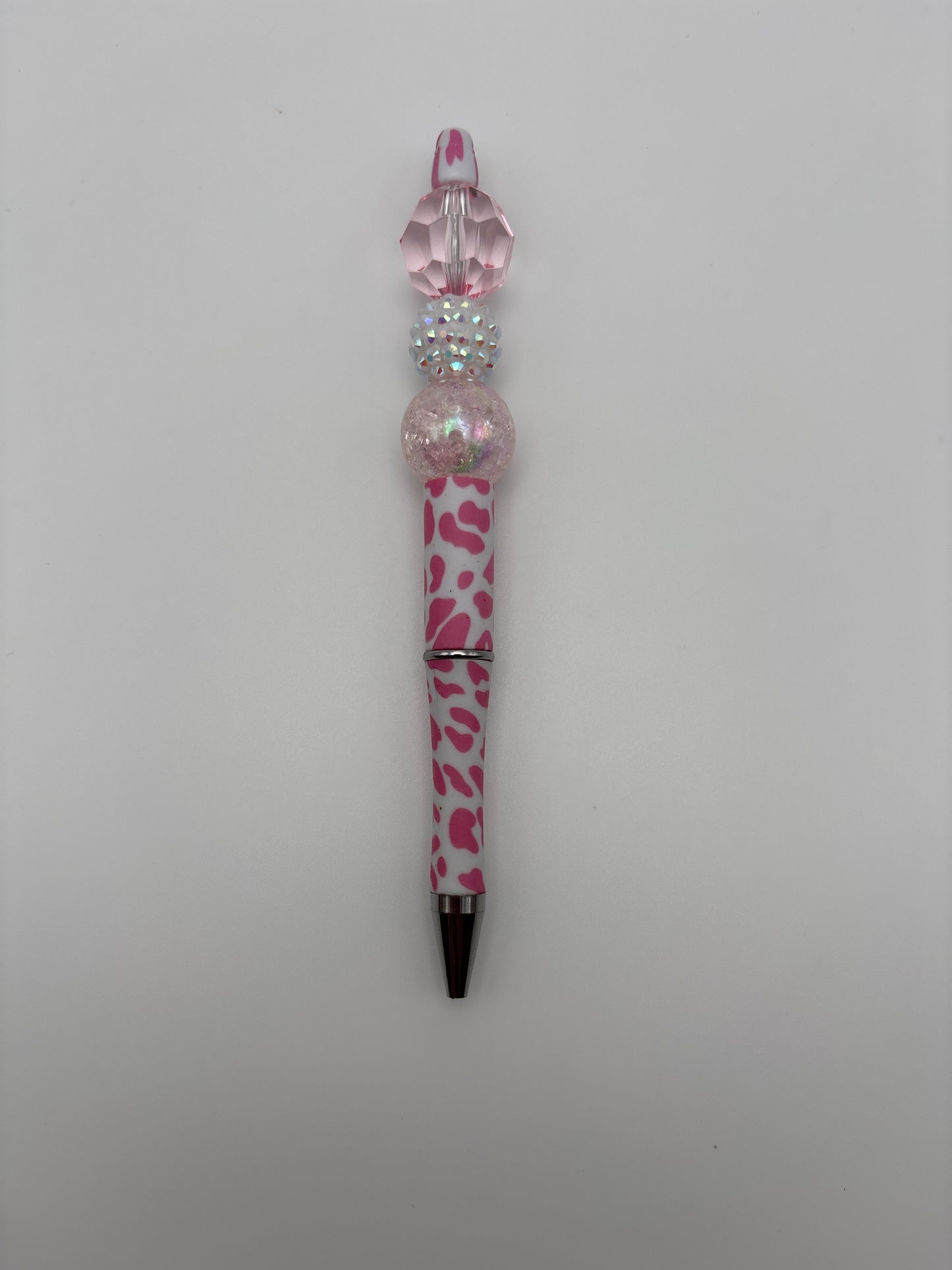 Pink Blush Sparkle Beaded Pen –  Pink Animal Print Chic