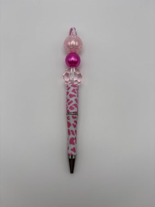 Hot Pink Sparkle Beaded Pen – Girly Glam Animal Print