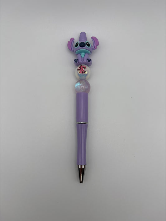 Purple Stitch Character Beaded Pen – Cute Sparkly Pen for Disney Fans
