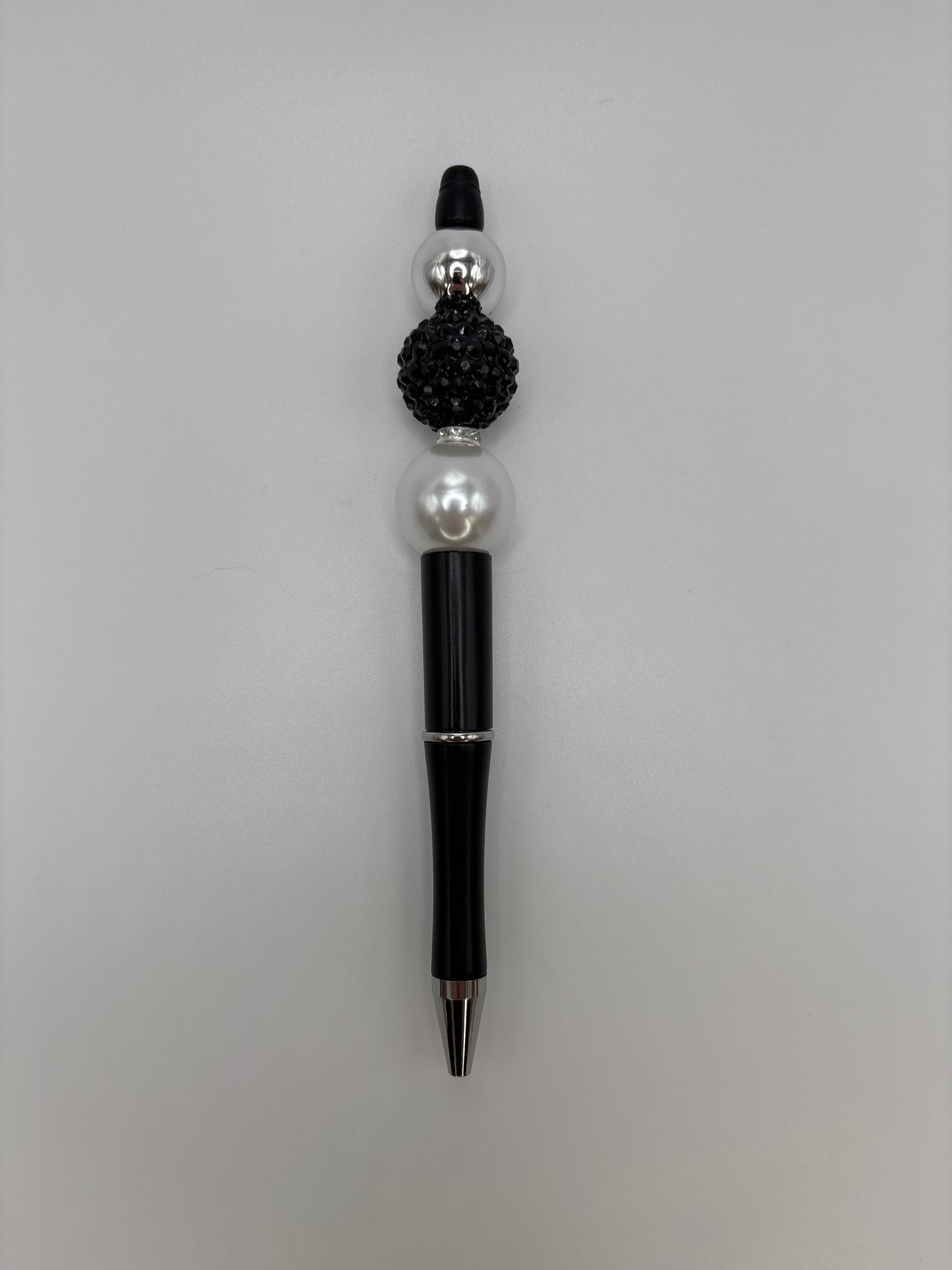 Classic Black & Pearl Beaded Black Barrel Pen – Elegant Rhinestone Pen for Everyday Glam - Luxury Writing Pen