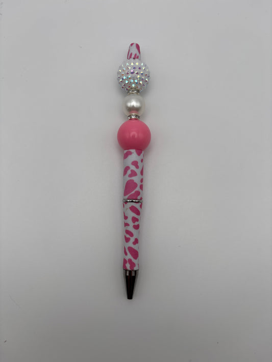 Pink Glam Sparkle Animal Print Pen