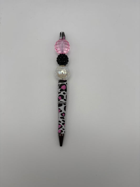 Pink & Black Animal Print Sparkle Beaded Pen – Fierce & Fabulous 