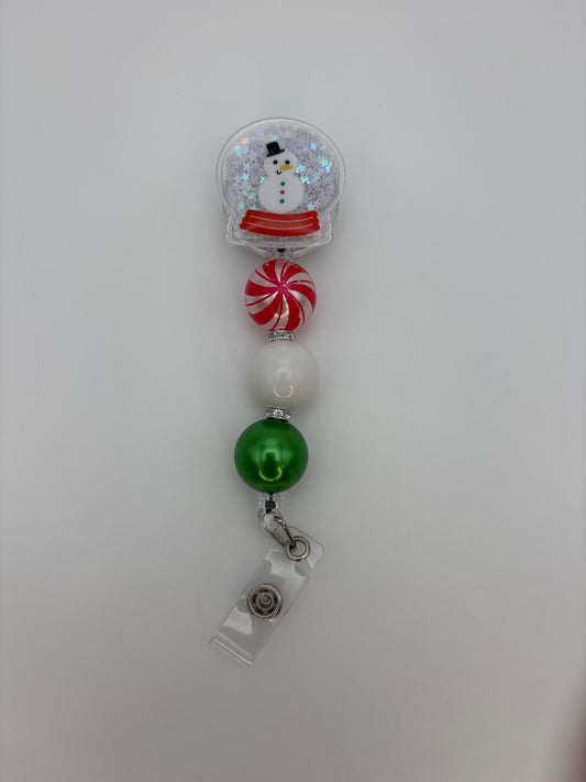 Snowman Sparkly Shaker Badge Reel - Christmas Plastic Shaker ID Badge Holder – Beads & Glimmer