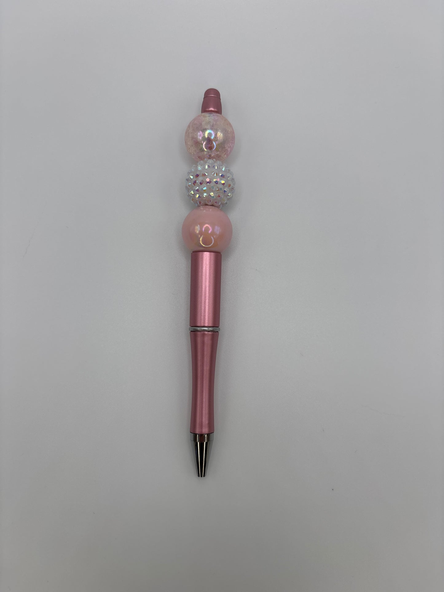 Pink Pearl & Sparkly Beaded Pen - Rose Gold Refillable Barrel