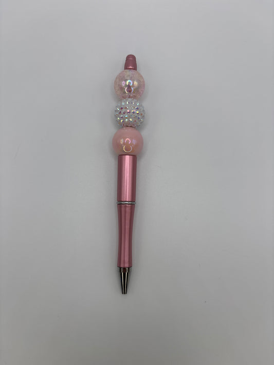 Pink Pearl & Sparkly Beaded Pen - Rose Gold Refillable Barrel