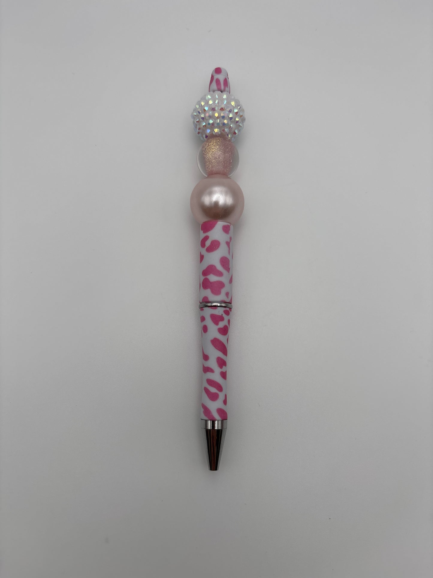 Pink Cow Print Glam Pen – Sparkle Beads, Shimmer Pearl & Iridescent Shine