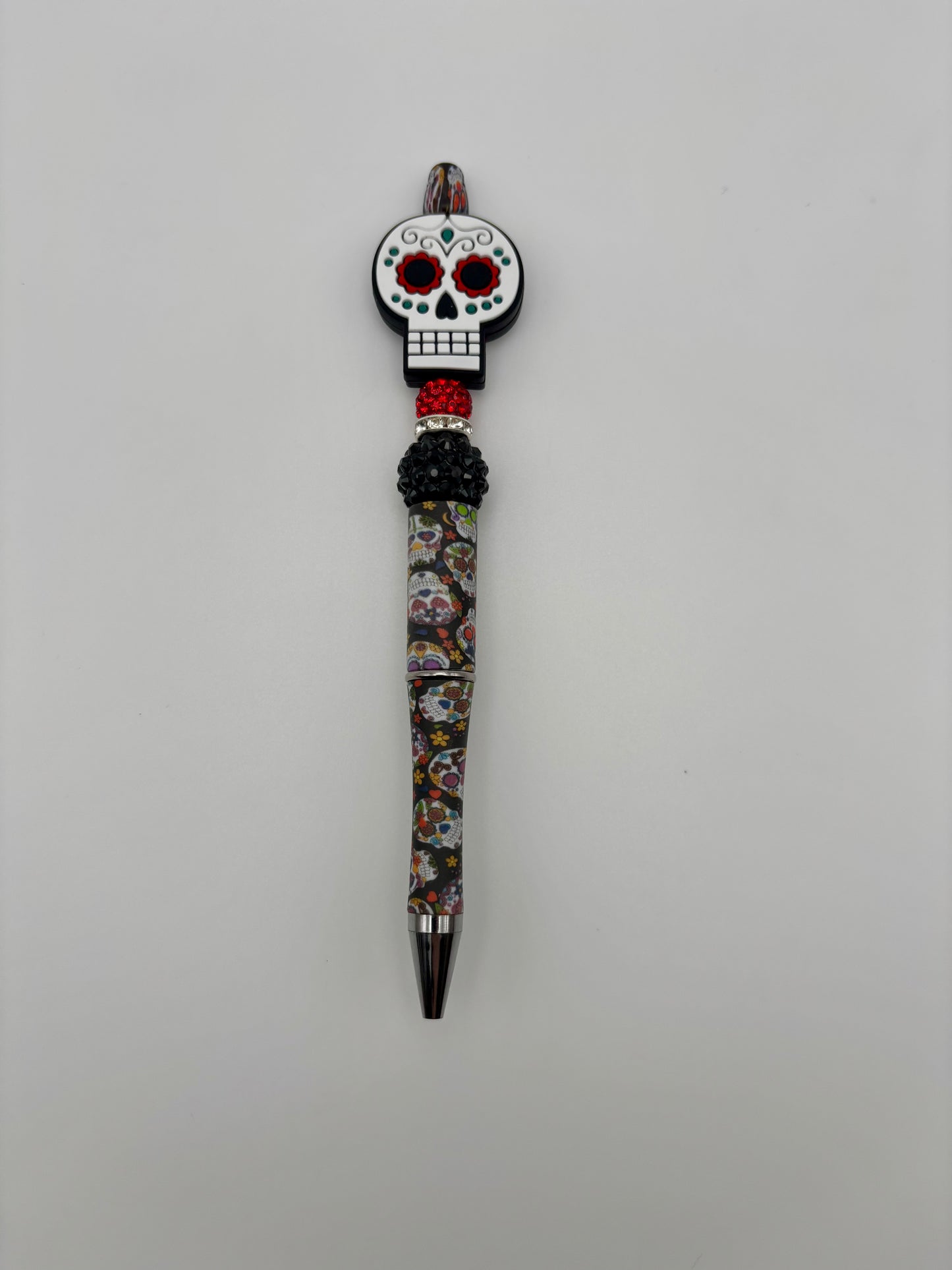 Skull Patterned Beaded Pen – Day of the Dead Skull Pen