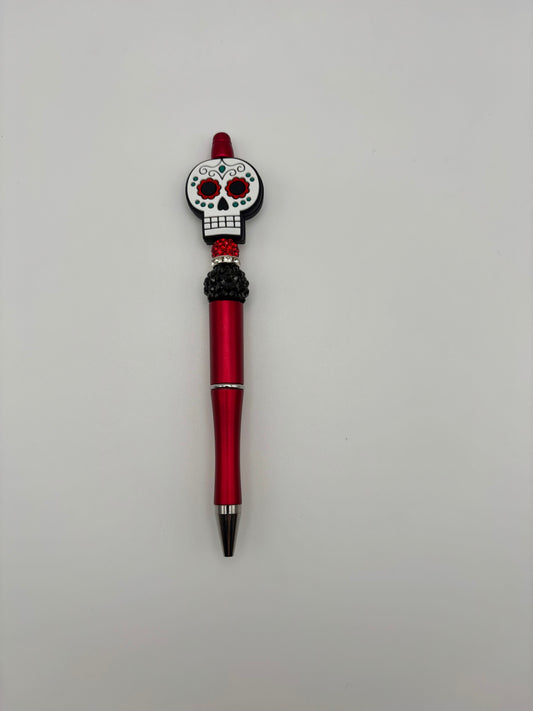 Skull Beaded Red Pen – Day of the Dead Skull Pen