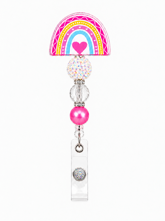 Pastel Rainbow Heart Badge Reel