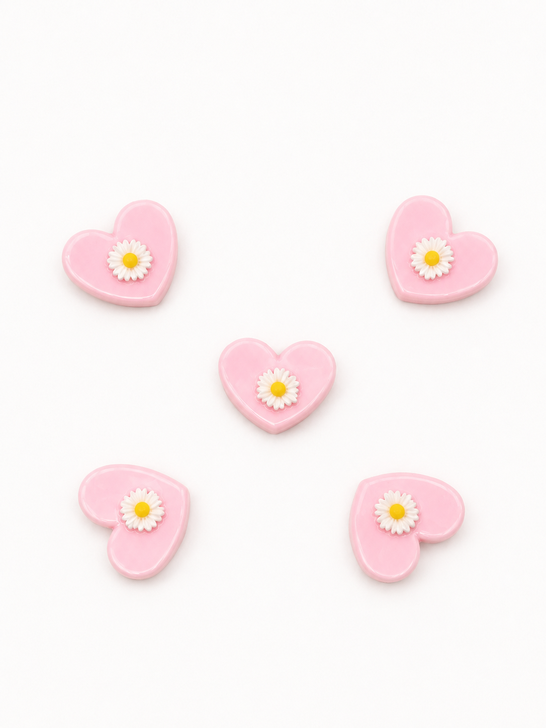 Mini Pink Heart Daisy Clips – Set of 5 Cute Floral Stationery Clips