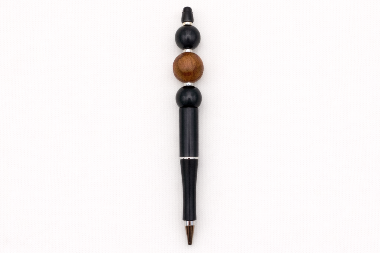 Black & Natural Wood Beaded Pen – Minimalist Men’s Writing Pen