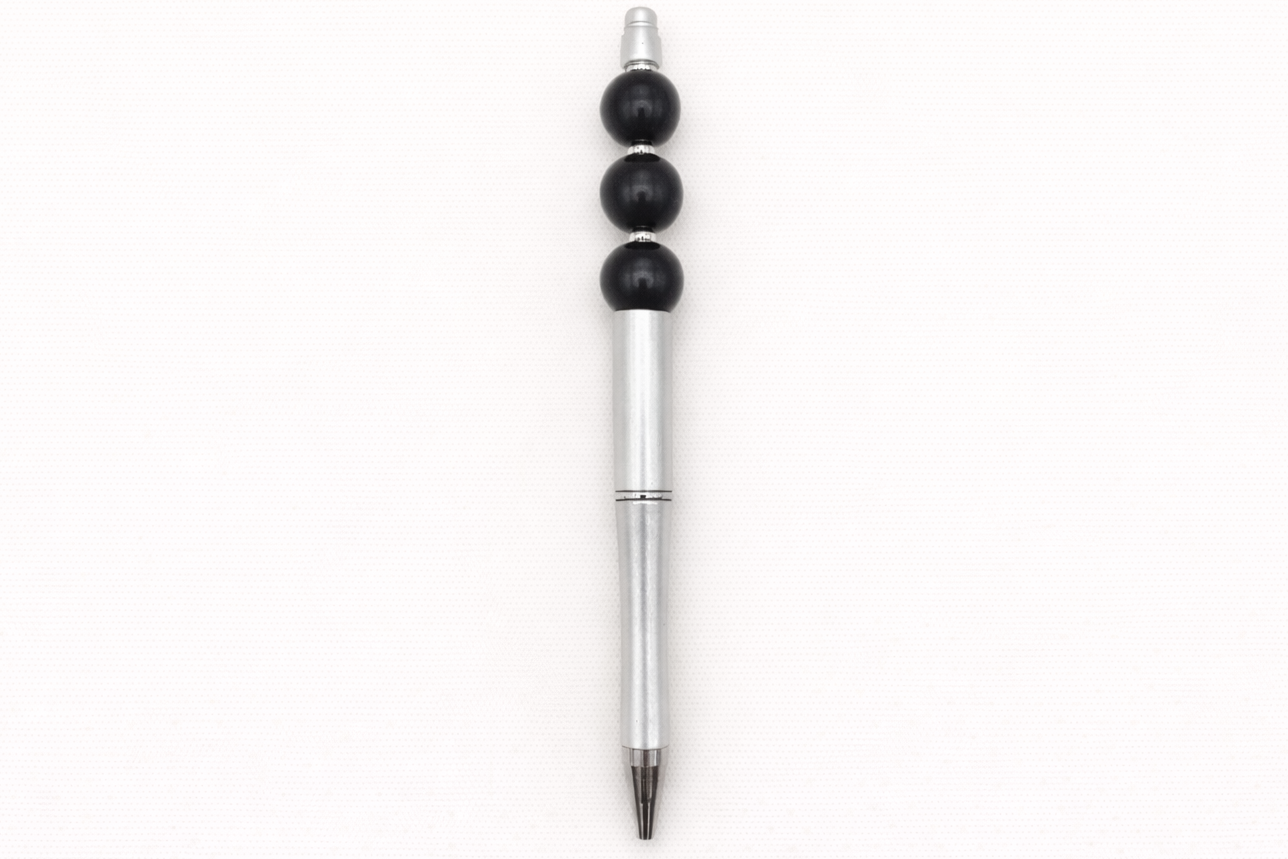 Black Beaded Silver Pen – Sleek Minimalist Men’s Writing Pen