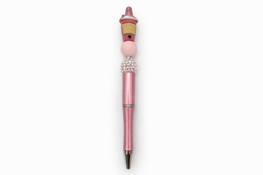 Coffee Cup Beaded Pen ☕ Pink Sparkle Pen for Coffee Lovers