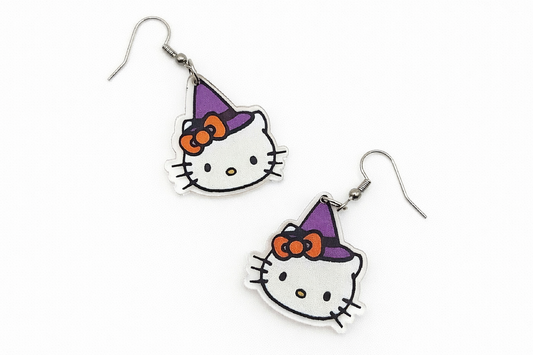 Kitty Witch - Halloween Cute Fun Earrings