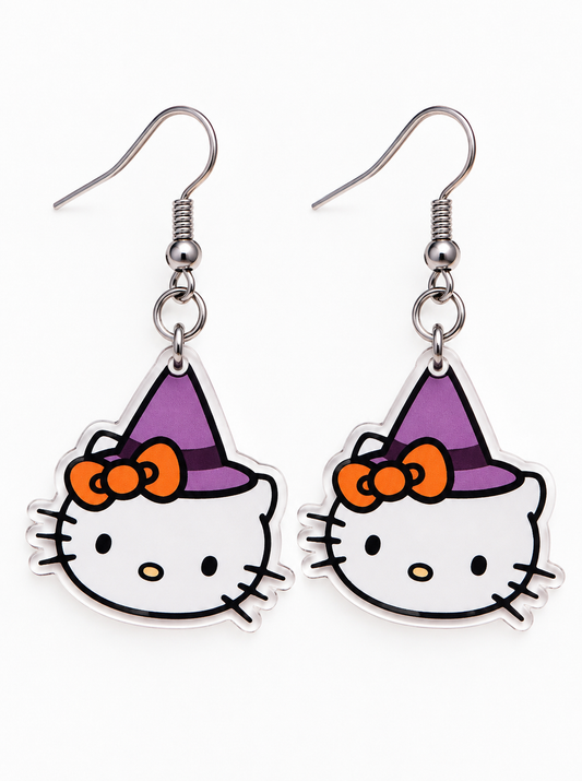 Kitty Witch - Halloween Cute Fun Earrings