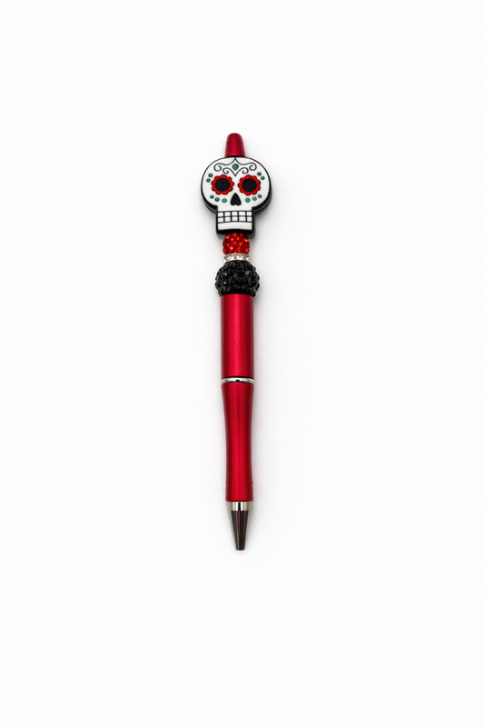 Skull Beaded Red Pen – Day of the Dead Skull Pen