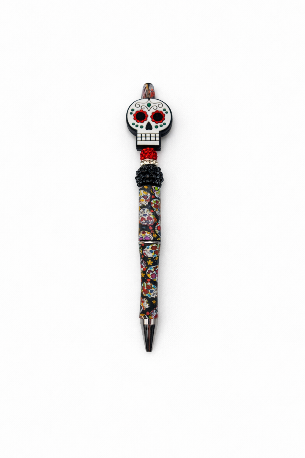 Skull Patterned Beaded Pen – Day of the Dead Skull Pen
