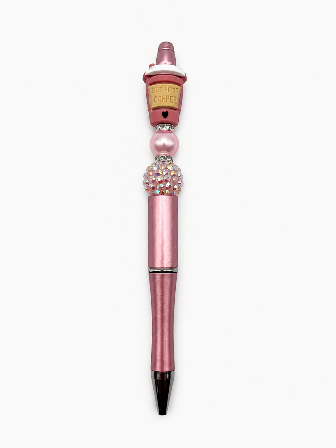 Coffee Cup Beaded Pen ☕ Pink Sparkle Pen for Coffee Lovers