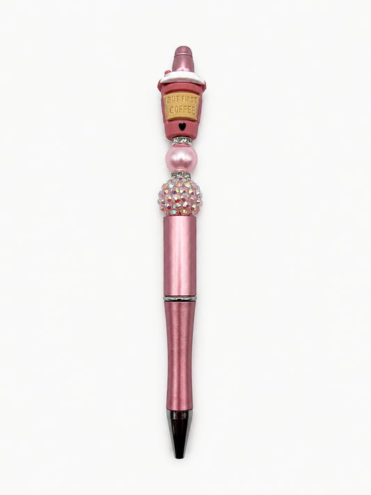 Coffee Cup Beaded Pen ☕ Pink Sparkle Pen for Coffee Lovers