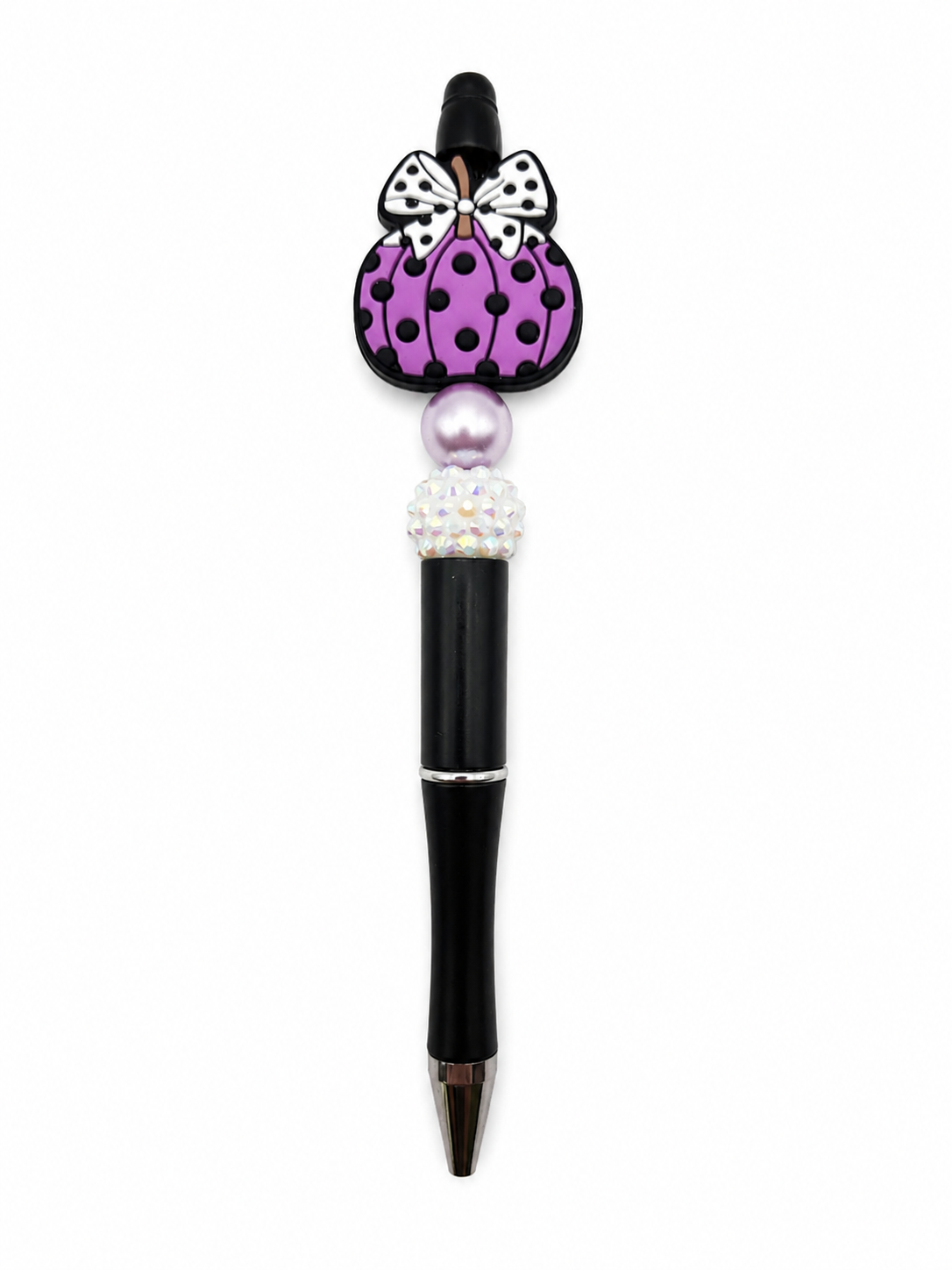 Purple Pumpkin Sparkly Beaded Pen – Cute Fall & Halloween Beaded Style Pen