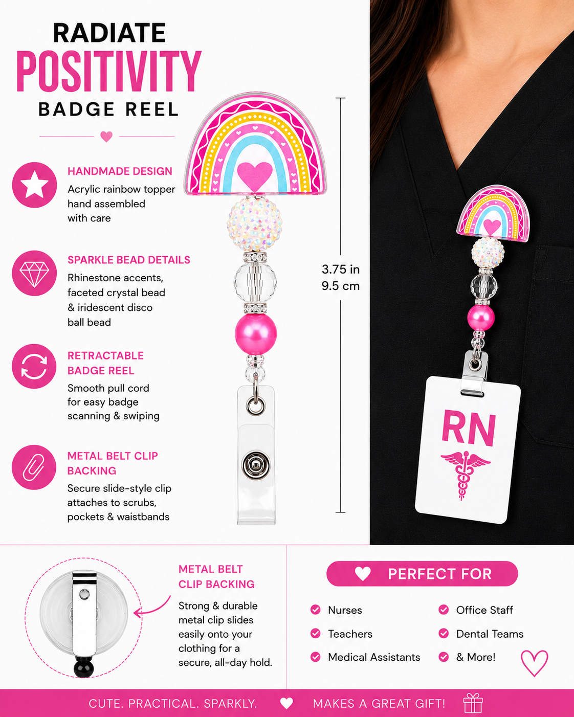 Pastel Rainbow Heart Badge Reel