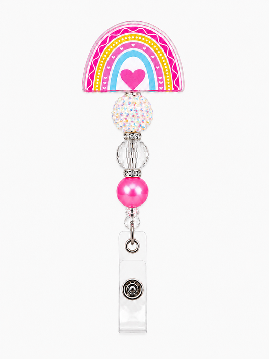 Pastel Rainbow Heart Badge Reel