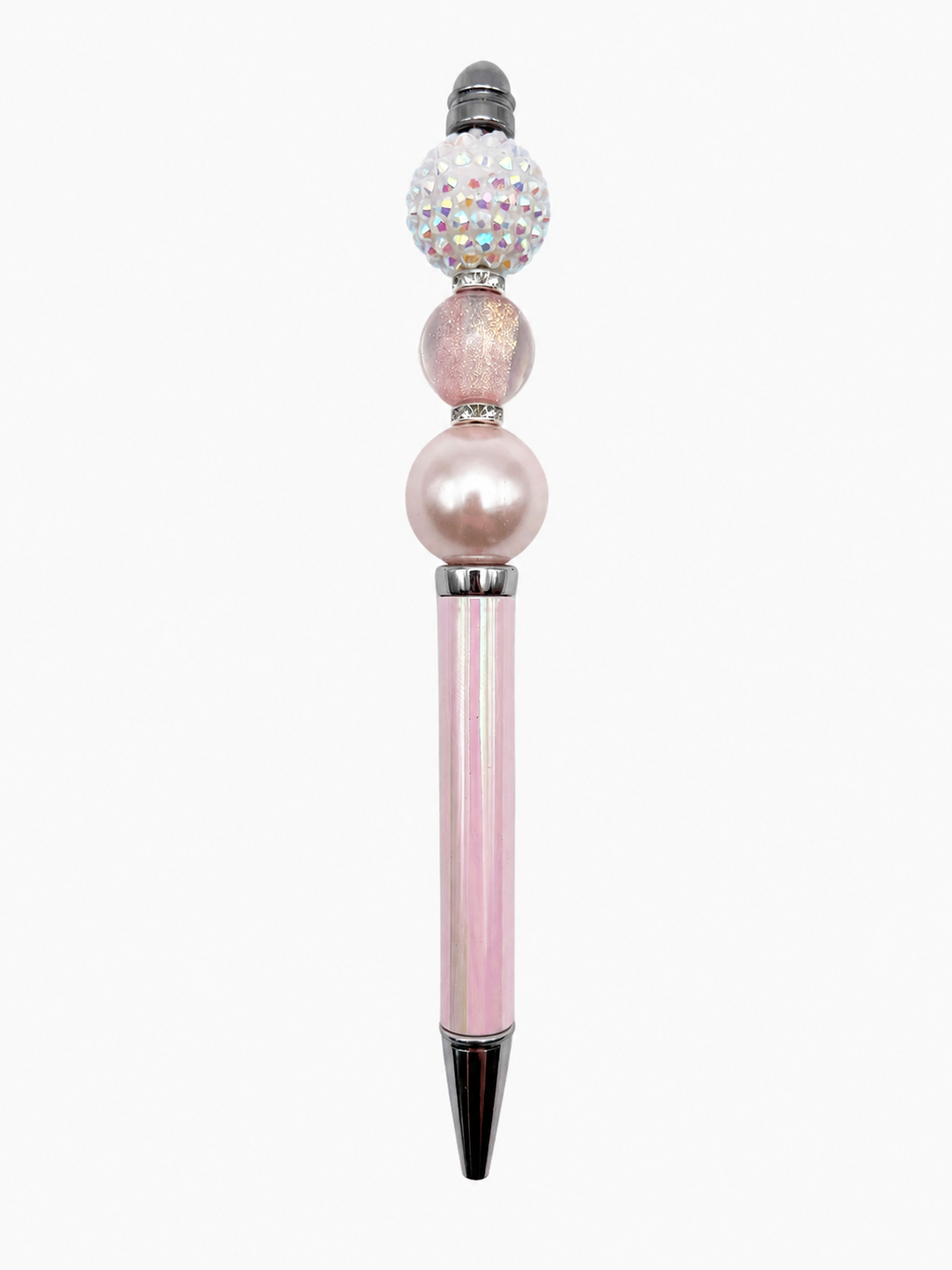 Pearl Frost Luxe Beaded Pen – Iridescent Pink Crystal Glam Pen