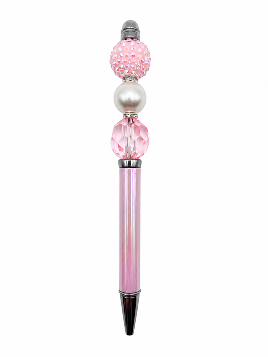 Blush Pearl Luxe Beaded Pen - Pink Crystal & Pearl Glam Writing Pen