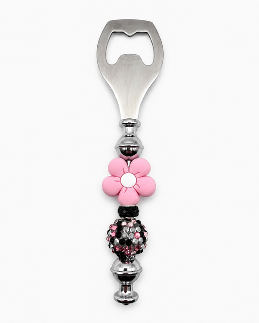 Pink Daisy Rhinestone Bottle Opener – Handmade Wine Lover Gift