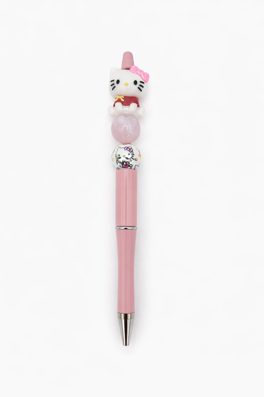 Kitty Beaded Pen – Pink Handmade Pen for Cute Stationery Lovers
