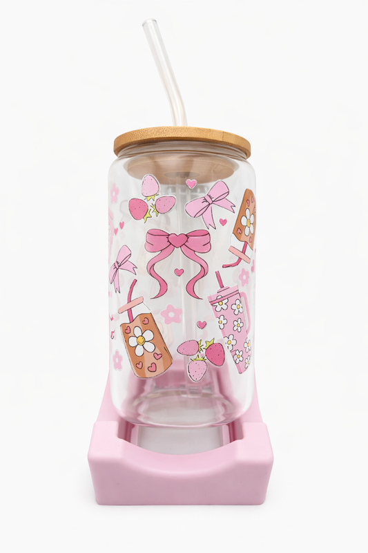 Pink Ribbon Glass Tumbler