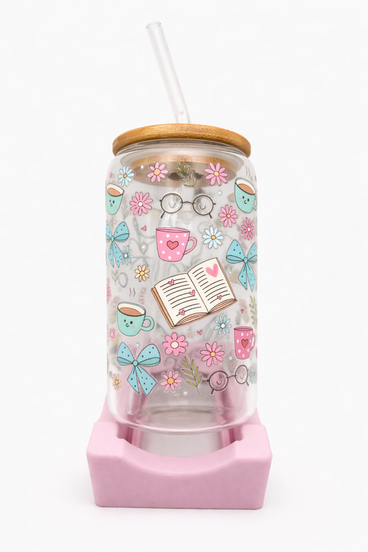 Coffee and Book Lover Glass Tumber