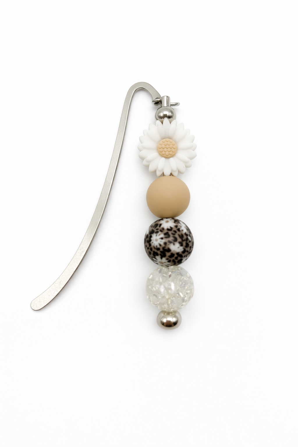 Daisy Neutral Beaded Bookmark