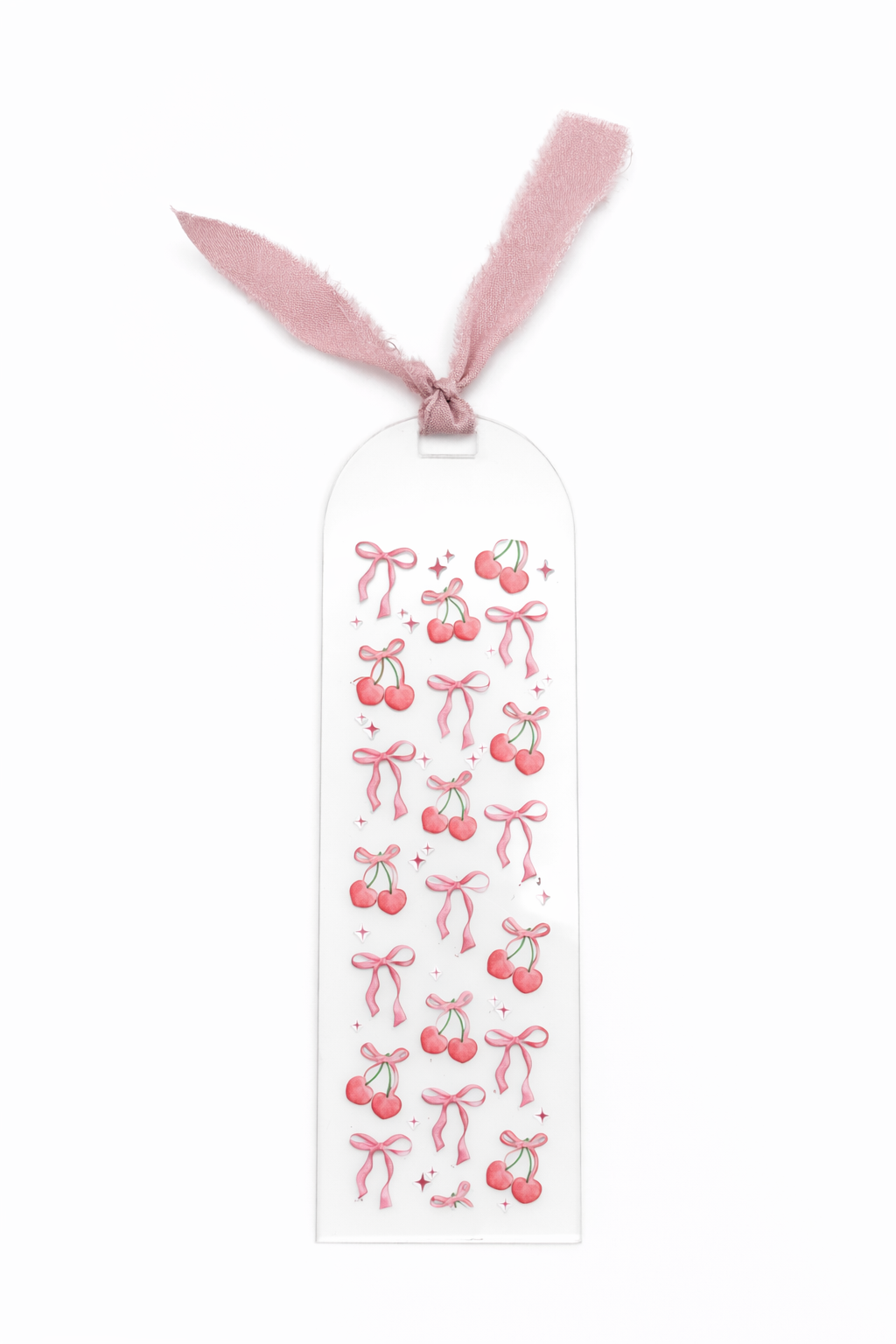 Blush Cherry Bow Acrylic Bookmark 🍒🎀