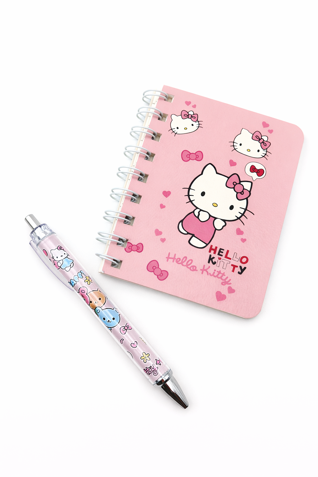 Kitty Pink Mini Spiral Notebook & Sanrio Character Pen Set
